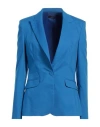 Hanita Woman Blazer Bright Blue Size 2 Cotton, Nylon, Elastane In Blue