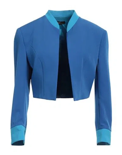 Hanita Woman Blazer Bright Blue Size 8 Polyester, Elastane