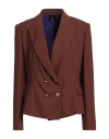 Hanita Woman Blazer Brown Size 8 Polyester, Elastane In Brown