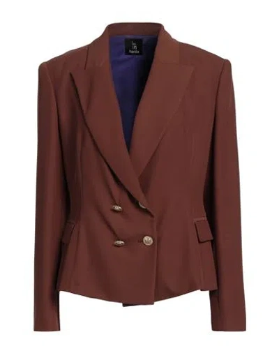 Hanita Woman Blazer Brown Size 8 Polyester, Elastane