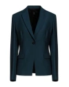 Hanita Woman Blazer Deep Jade Size 8 Polyester, Wool, Elastane In Blue