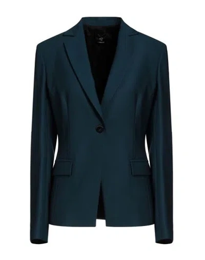 Hanita Woman Blazer Deep Jade Size 8 Polyester, Wool, Elastane In Blue