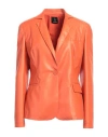 Hanita Woman Blazer Orange Size 8 Polyester, Elastane In Orange