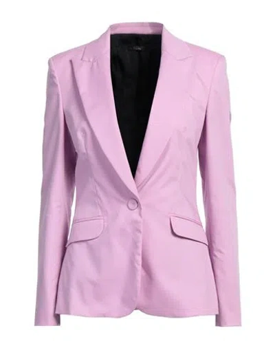 Hanita Woman Blazer Pink Size 4 Cotton, Nylon, Elastane In Purple