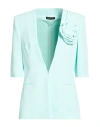 Hanita Woman Blazer Sky Blue Size 8 Polyester, Elastane In Blue