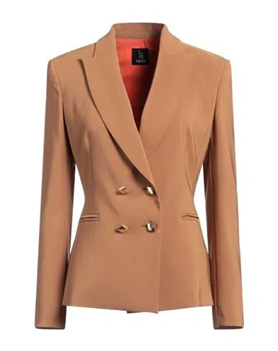 Hanita Woman Blazer Tan Size 10 Polyester, Elastane In Brown