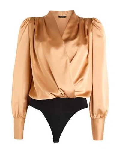 Hanita Woman Bodysuit Camel Size 4 Polyester, Elastane In Beige