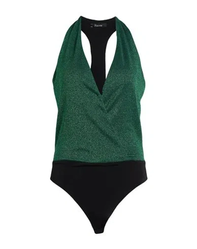 Hanita Woman Bodysuit Dark Green Size S Polyester, Elastane
