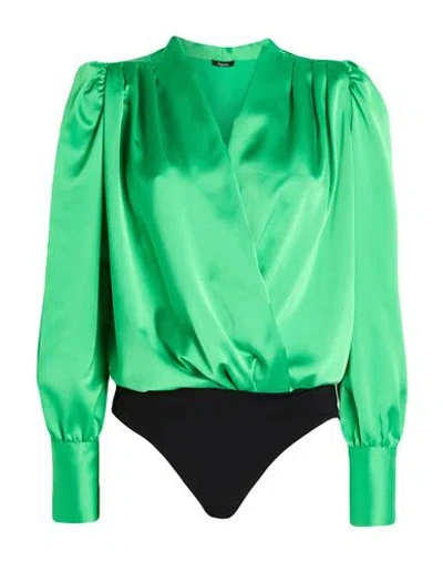 Hanita Woman Bodysuit Green Size 8 Polyester, Elastane