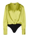 Hanita Woman Bodysuit Lime Green Size 8 Polyester, Elastane In Green