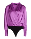 Hanita Woman Bodysuit Mauve Size 4 Polyester, Elastane In Purple