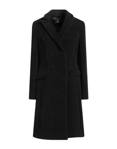 Hanita Woman Coat Black Size 6 Polyester, Viscose