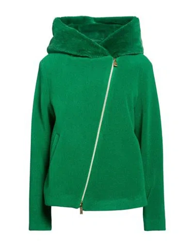 Hanita Woman Coat Green Size 6 Polyester, Viscose