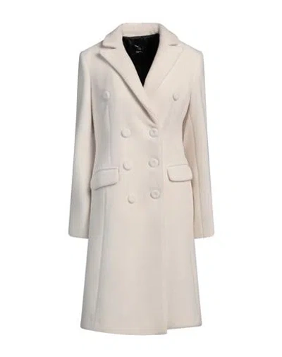 Hanita Woman Coat Ivory Size 8 Polyester, Viscose In White