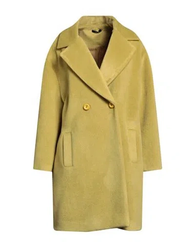Hanita Woman Coat Mustard Size M Polyester, Viscose, Nylon, Elastane In Yellow