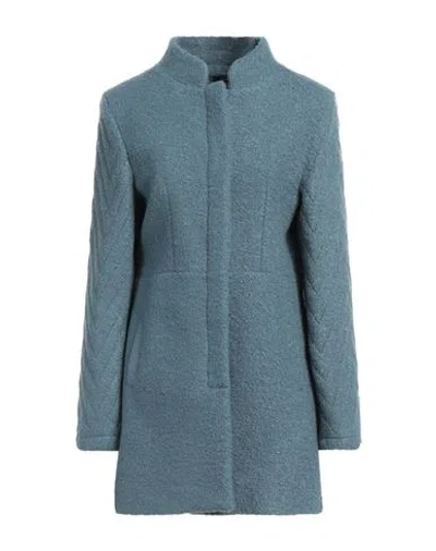 Hanita Woman Coat Turquoise Size L Polyester In Blue