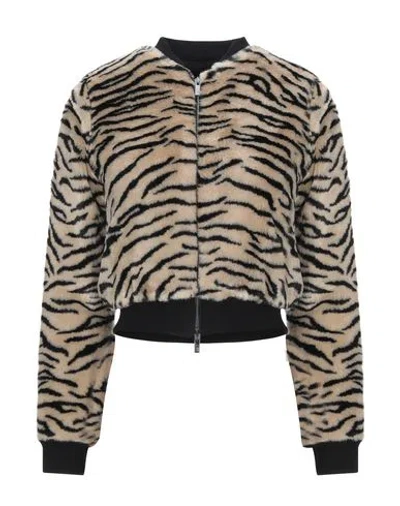 Hanita Woman Jacket Beige Size 6 Acrylic, Polyester, Elastane In Multi