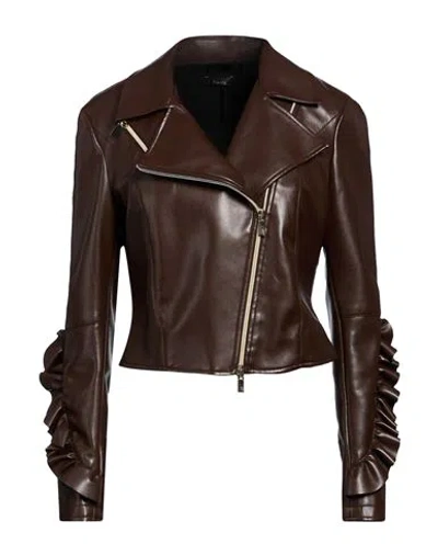 Hanita Woman Jacket Chocolate Brown Size 6 Polyester, Elastane