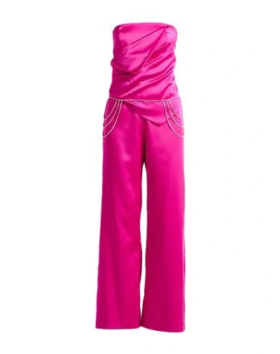Hanita Woman Jumpsuit Fuchsia Size L Polyester, Elastane In Pink