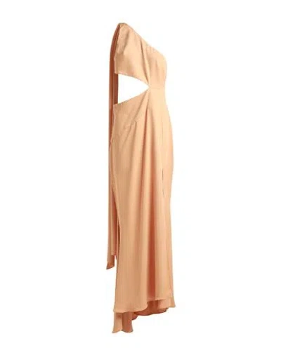 Hanita Woman Maxi Dress Apricot Size M Polyester, Elastane In Orange