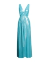 Hanita Woman Long Dress Azure Size M Polyester In Blue