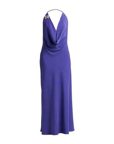 Hanita Woman Maxi Dress Blue Size L Polyester, Elastane