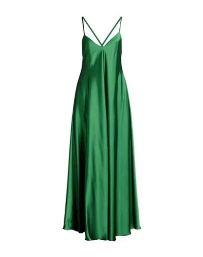 Hanita Woman Maxi Dress Green Size L Polyester In Gray