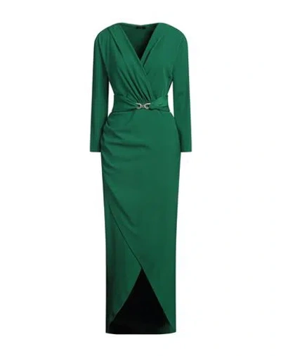Hanita Woman Maxi Dress Green Size L Polyester, Elastane
