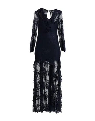 Hanita Woman Maxi Dress Midnight Blue Size S Nylon, Polyester