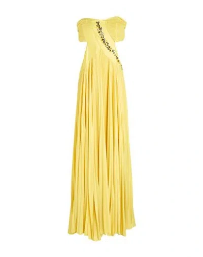 Hanita Woman Maxi Dress Yellow Size Xl Polyester