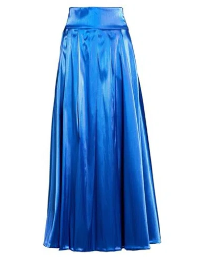 Hanita Woman Maxi Skirt Bright Blue Size 8 Polyester, Nylon, Elastane