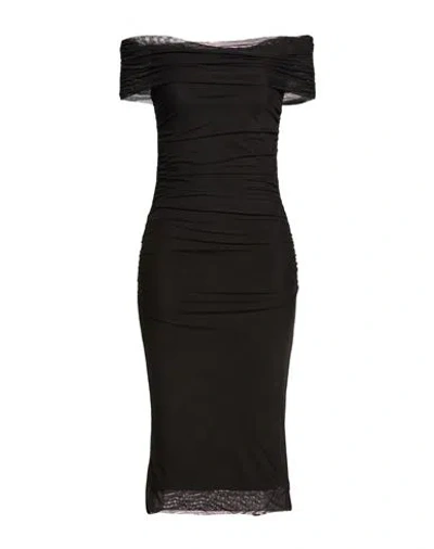 Hanita Woman Midi Dress Black Size Xs Polyester, Elastane