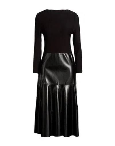 Hanita Woman Midi Dress Black Size Xs Viscose, Nas, Elastane, Polyurethane In Animal Print