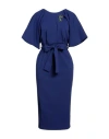Hanita Woman Midi Dress Bright Blue Size M Acetate, Viscose, Polyester, Elastane In Blue