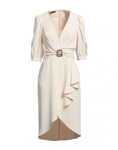 Hanita Woman Midi Dress Cream Size S Polyester In White