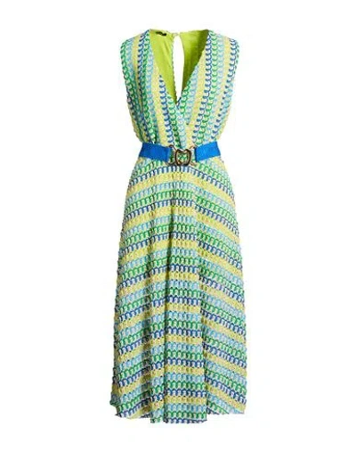 Hanita Woman Midi Dress Light Green Size Xxl Polyester In Multi
