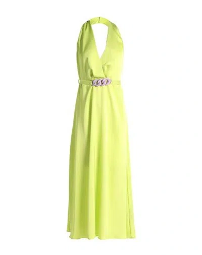 Hanita Woman Midi Dress Lime Green Size M Polyester