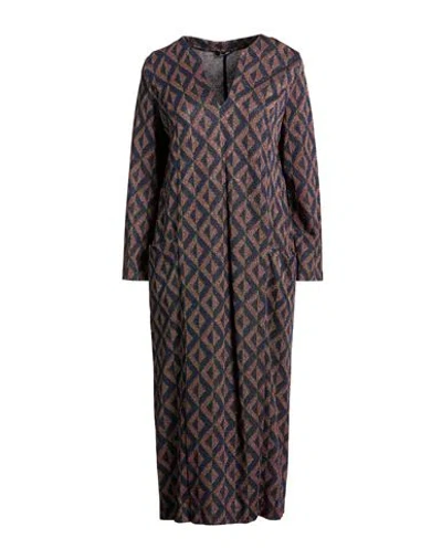 Hanita Woman Midi Dress Navy Size S Viscose, Nylon, Polyester, Elastane In Brown