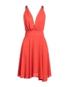 Hanita Woman Short Dress Tomato Red Size M Polyester