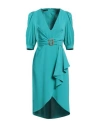 Hanita Woman Midi Dress Turquoise Size L Polyester In Blue
