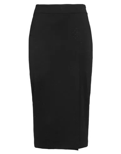 Hanita Woman Midi Skirt Black Size 10 Cotton, Nylon, Elastane