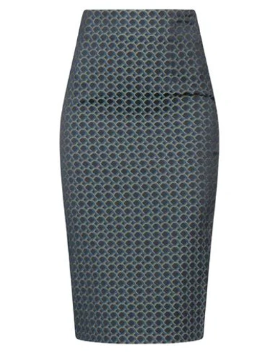 Hanita Woman Midi Skirt Blue Size 6 Cotton, Nylon, Elastane