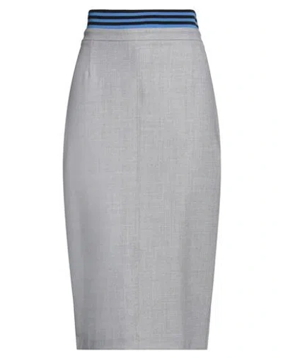 Hanita Woman Midi Skirt Light Grey Size 8 Polyester, Wool, Elastane In Gray