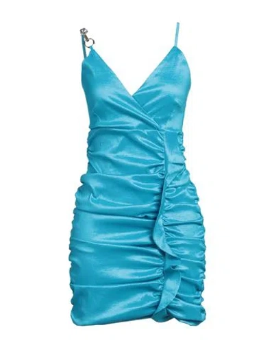 Hanita Woman Mini Dress Azure Size M Polyester, Nylon, Elastane In Blue