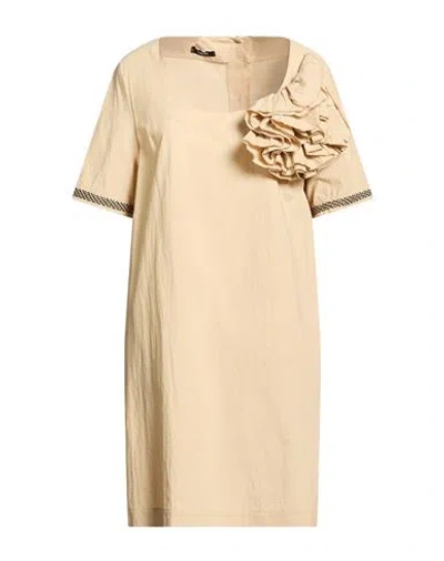 Hanita Woman Mini Dress Beige Size L Cotton In Brown