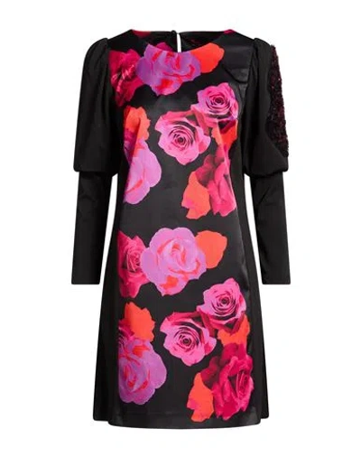 Hanita Woman Mini Dress Black Size S Polyester In Multi