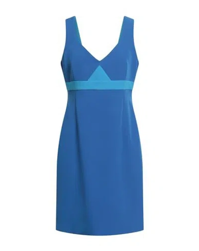 Hanita Woman Mini Dress Blue Size M Polyester, Elastane