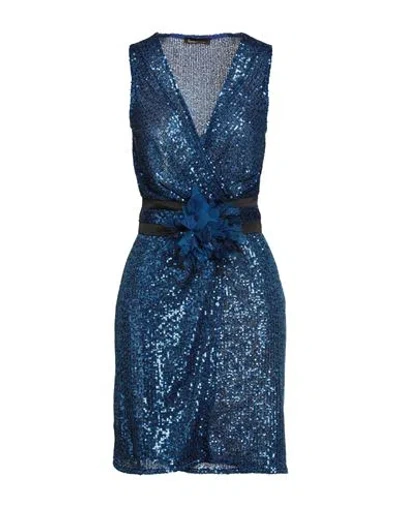 Hanita Woman Mini Dress Blue Size Xs Polyester, Elastane