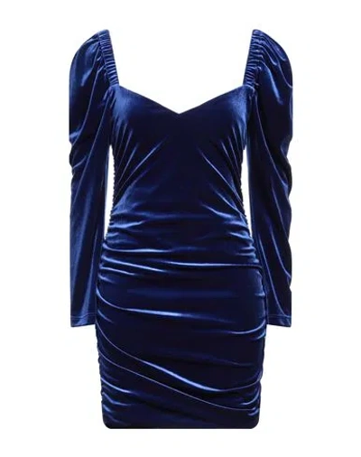 Hanita Woman Mini Dress Bright Blue Size M Polyester, Elastane