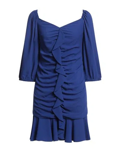 Hanita Woman Mini Dress Bright Blue Size S Polyester